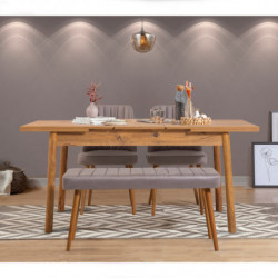 Set mesa comedor extensible y sillas (4 piezas) Santiago pino atlántico gris Practica Hogar