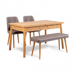 Set mesa comedor extensible y sillas (4 piezas) Santiago pino atlántico gris Practica Hogar