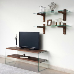 Mueble TV con estante TV105 nogal Practica Hogar
