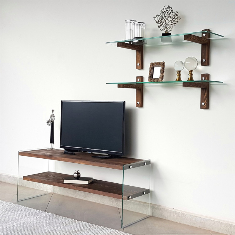 Mueble TV con estante TV105 nogal Practica Hogar Mueble TV con estante TV105 nogal Practica Hogar