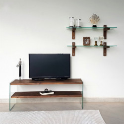 Mueble TV con estante TV105 nogal Practica Hogar