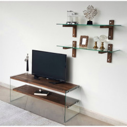 Mueble TV con estante TV105 nogal Practica Hogar