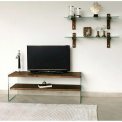 Mueble TV con estante TV105 nogal Practica Hogar
