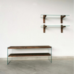 Mueble TV con estante TV105 nogal Practica Hogar