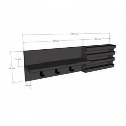 Perchero de pared Huso antracita Practica Hogar