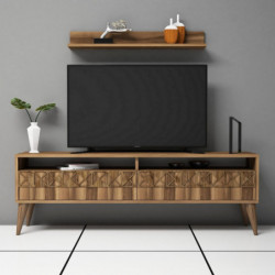Mueble TV con estante Line nogal Practica Hogar