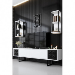 Mueble TV con estante Line blanco negro Practica Hogar