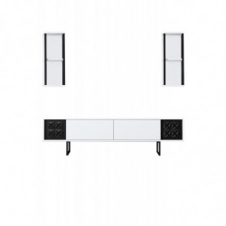 Mueble TV con estante Line blanco negro Practica Hogar