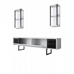 Mueble TV con estante Line blanco negro Practica Hogar