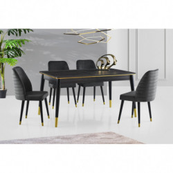 Mesa de comedor extensible Flora-1111 dorado negro Practica Hogar