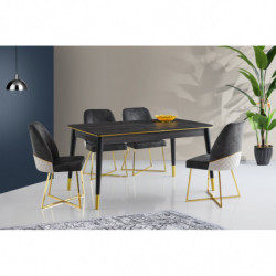 Mesa de comedor extensible Flora-1111 dorado negro Practica Hogar