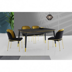 Mesa de comedor extensible Flora-1111 dorado negro Practica Hogar