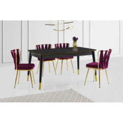 Mesa de comedor extensible Flora-1111 dorado negro Practica Hogar