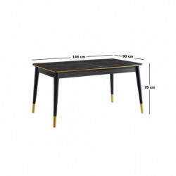 Mesa de comedor extensible Flora-1111 dorado negro Practica Hogar