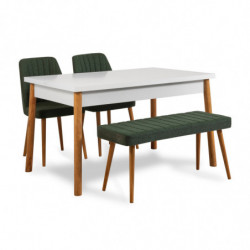 Set mesa y sillas (4 piezas) Costa pino atlántico blanco verde Practica Hogar