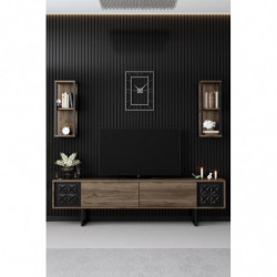 Conjunto de muebles de salón Line Set negro nogal Practica Hogar