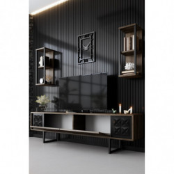 Conjunto de muebles de salón Line Set negro nogal Practica Hogar