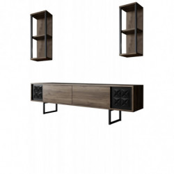 Conjunto de muebles de salón Line Set negro nogal Practica Hogar