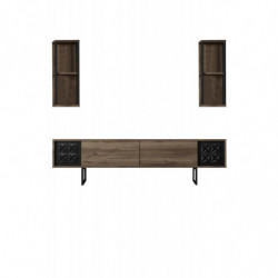 Conjunto de muebles de salón Line Set negro nogal Practica Hogar