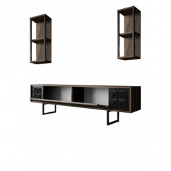 Conjunto de muebles de salón Line Set negro nogal Practica Hogar