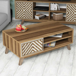 Mesa de centro İnci crema nogal Practica Hogar