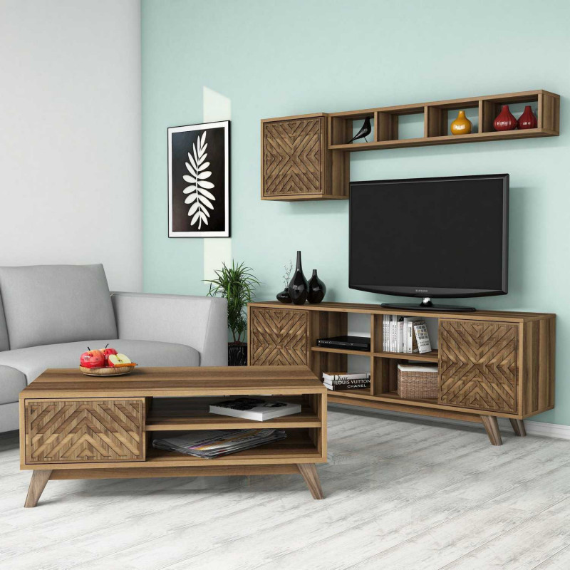 Conjunto de muebles de salón İnci nogal Practica Hogar Conjunto de muebles de salón İnci nogal Practica Hogar
