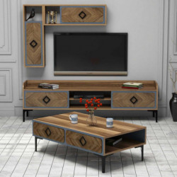 Conjunto de muebles de salón Samba azul nogal Practica Hogar