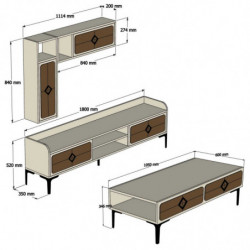 Conjunto de muebles de salón Samba roble Practica Hogar