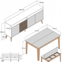 Conjunto de muebles de salón Milan 527 blanco Practica Hogar