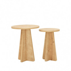Set mesas de café (2 piezas) Mushroom roble zafiro Practica Hogar