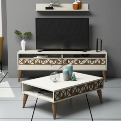 Conjunto de muebles de salón Line crema Practica Hogar