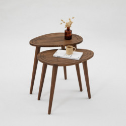Set mesas de café (2 piezas) Sweet nogal Practica Hogar