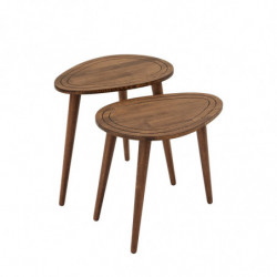 Set mesas de café (2 piezas) Sweet nogal Practica Hogar