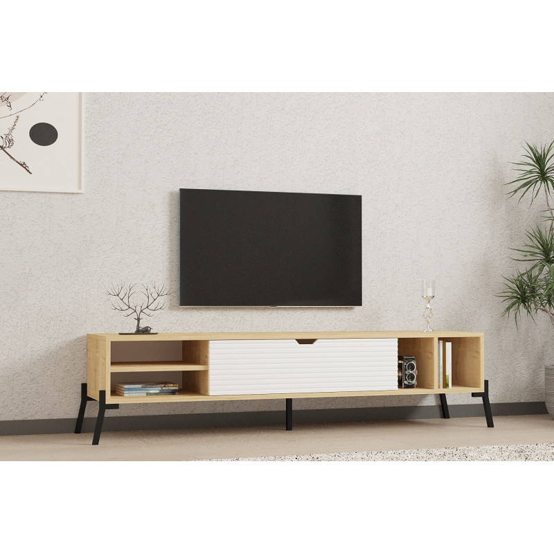 Mueble TV Ponza zafiro roble blanco Practica Hogar Mueble TV Ponza zafiro roble blanco Practica Hogar