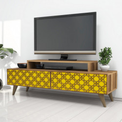 Mueble TV City amarillo nogal Practica Hogar