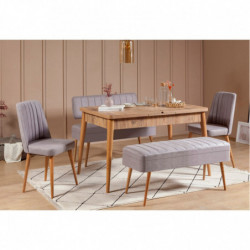 Set mesa comedor extensible y sillas (5 piezas) Vina 0701-4 pino atlántico gris Practica Hogar