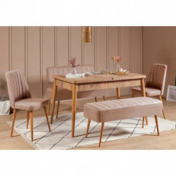 Set mesa comedor extensible y sillas (5 piezas) Vina 0900 4 pino atlántico Practica Hogar