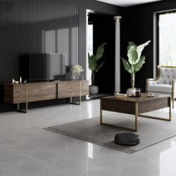 Conjunto de muebles de salón Luxe dorado nogal Practica Hogar