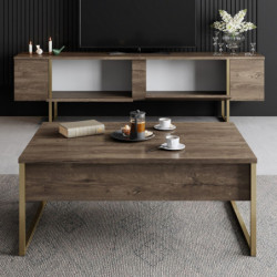Conjunto de muebles de salón Luxe dorado nogal Practica Hogar