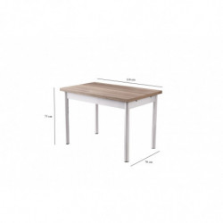Mesa de comedor extensible Polo-1302 roble blanco Practica Hogar