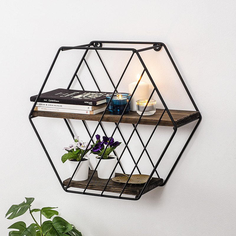 Estante de pared Liliales nogal oscuro negro Practica Hogar Estante de pared Liliales nogal oscuro negro Practica Hogar