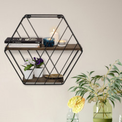 Estante de pared Liliales nogal oscuro negro Practica Hogar