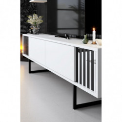 Mueble TV con estante Chrome Line blanco negro Practica Hogar