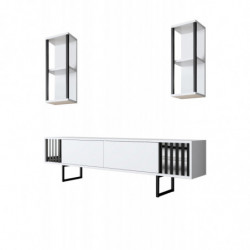 Mueble TV con estante Chrome Line blanco negro Practica Hogar
