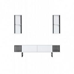 Mueble TV con estante Chrome Line blanco negro Practica Hogar