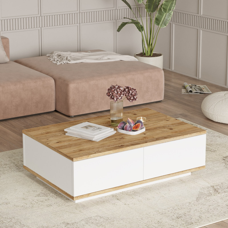 Mesa de centro FR14-AW pino atlántico blanco Practica Hogar Mesa de centro FR14-AW pino atlántico blanco Practica Hogar
