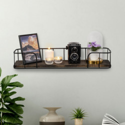 Estante de pared Syringa nogal oscuro negro Practica Hogar