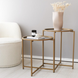 Mesa de centro S407K humo oro Practica Hogar