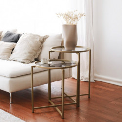 Mesa de centro S407K humo oro Practica Hogar
