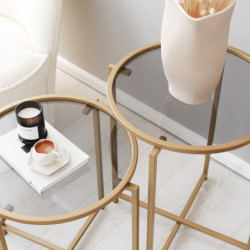 Mesa de centro S407K humo oro Practica Hogar